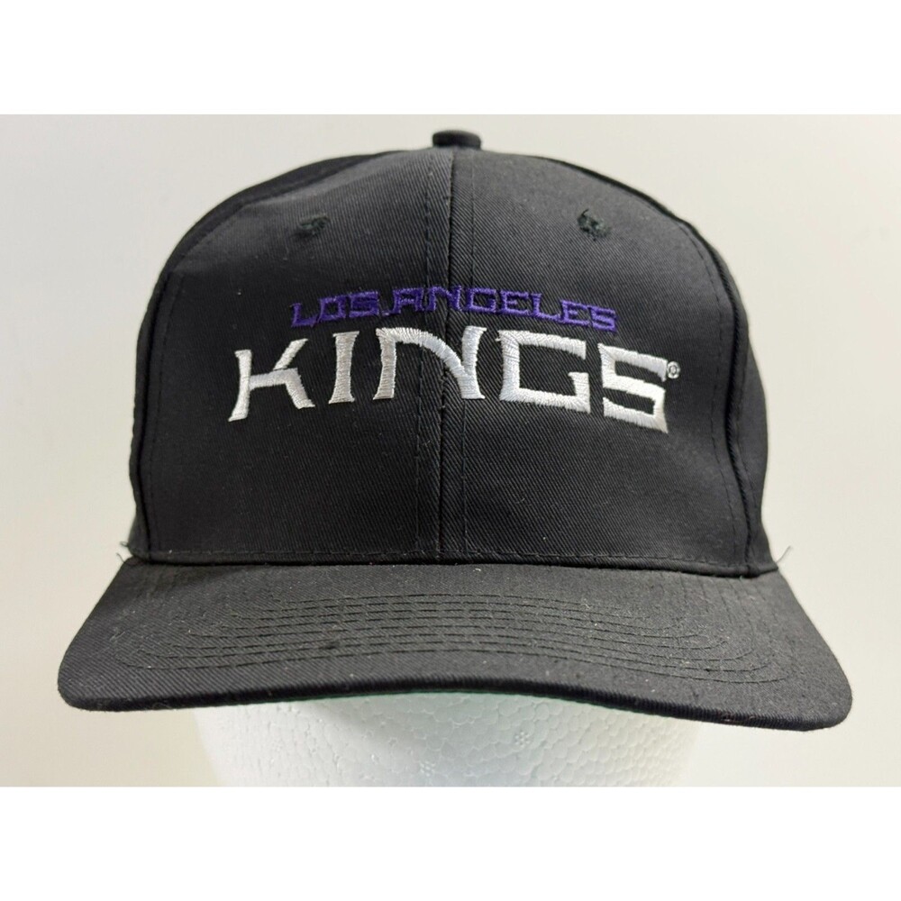Vtg Los Angeles Kings‎ Headmaster Embroidered Black Snapback Hat 90s Y2K